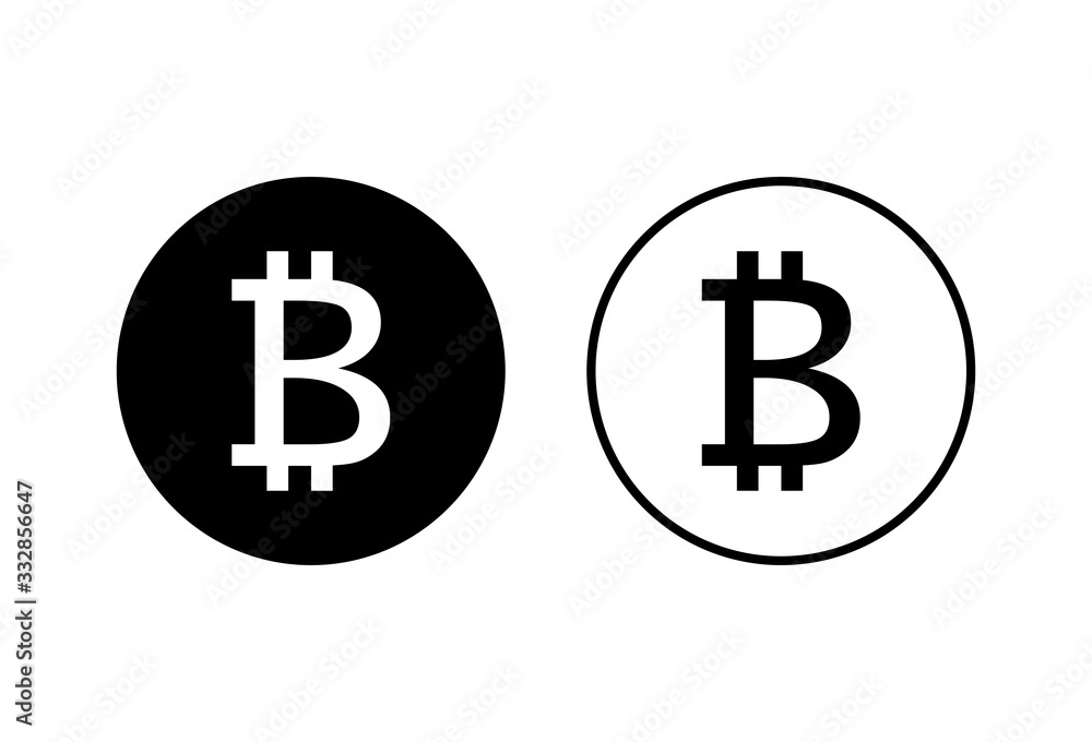 Bitcoin sign icons set on white background. Crypto currency symbol. Blockchain. Cryptocurrency Bitcoin sign icons set on white background. Crypto currency symbol. Blockchain. Cryptocurrency