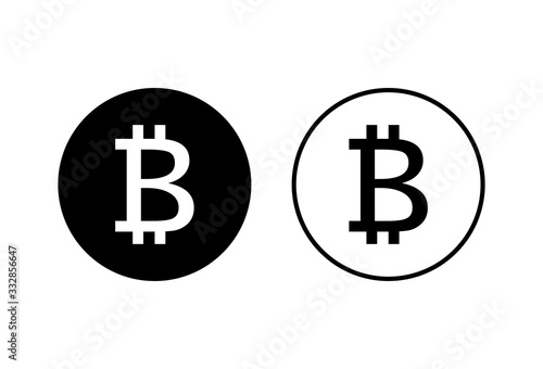 Bitcoin sign icons set on white background. Crypto currency symbol. Blockchain. Cryptocurrency