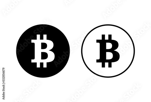 Bitcoin sign icons set on white background. Crypto currency symbol. Blockchain. Cryptocurrency