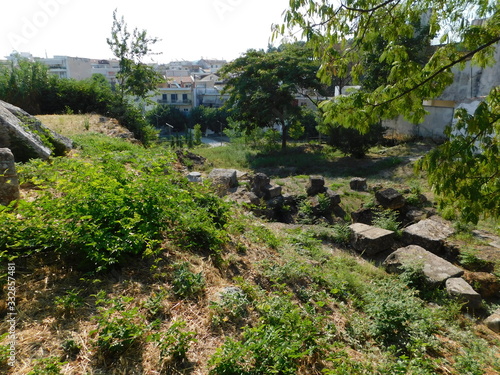 Ruins of Electra’s gates of ancient Thiva, or Thebes, in Greece. Oedipus’ sons dueled in front of them
