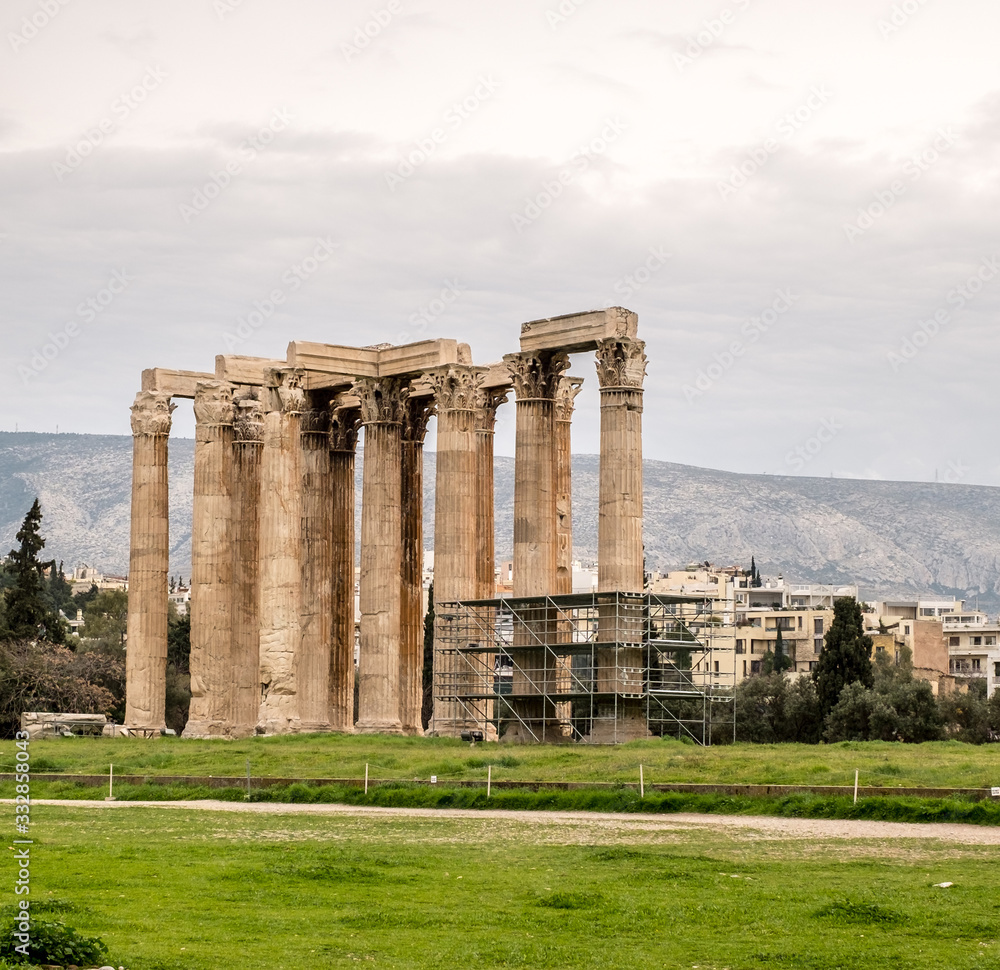 The Temple of Olympian Zeus, also known as the Olympieion or Columns of the Olympian Zeus, is a former colossal temple at the center of the Greek capital Athens
