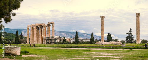 The Temple of Olympian Zeus, also known as the Olympieion or Columns of the Olympian Zeus, is a former colossal temple at the center of the Greek capital Athens