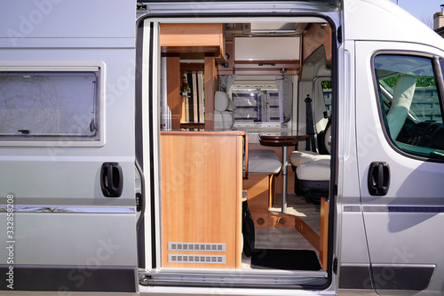 van fitted out as modern camper by professional dealer rv motorhome
