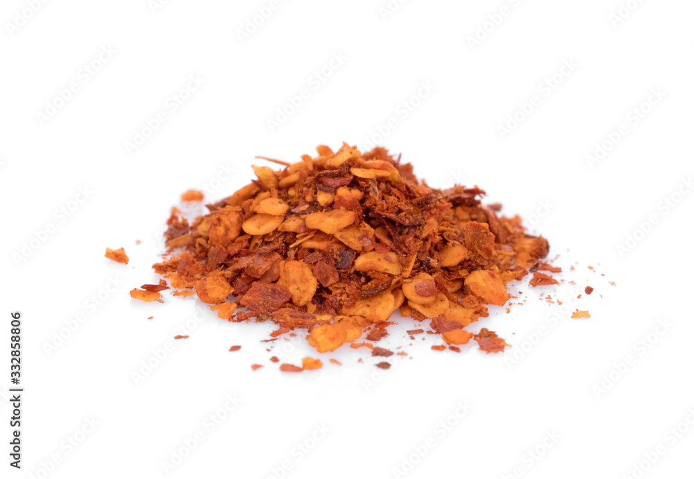 crushed chilli isolated on white background crushed chilli isolated on white background