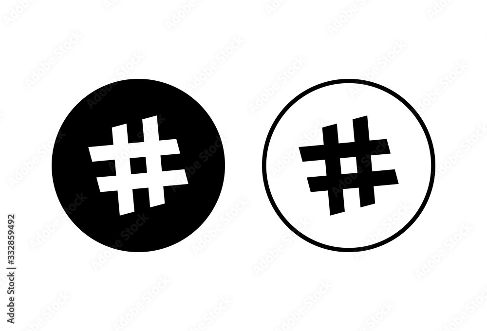 Hashtag icons set on white background. black hashtag icon Stock Vector ...