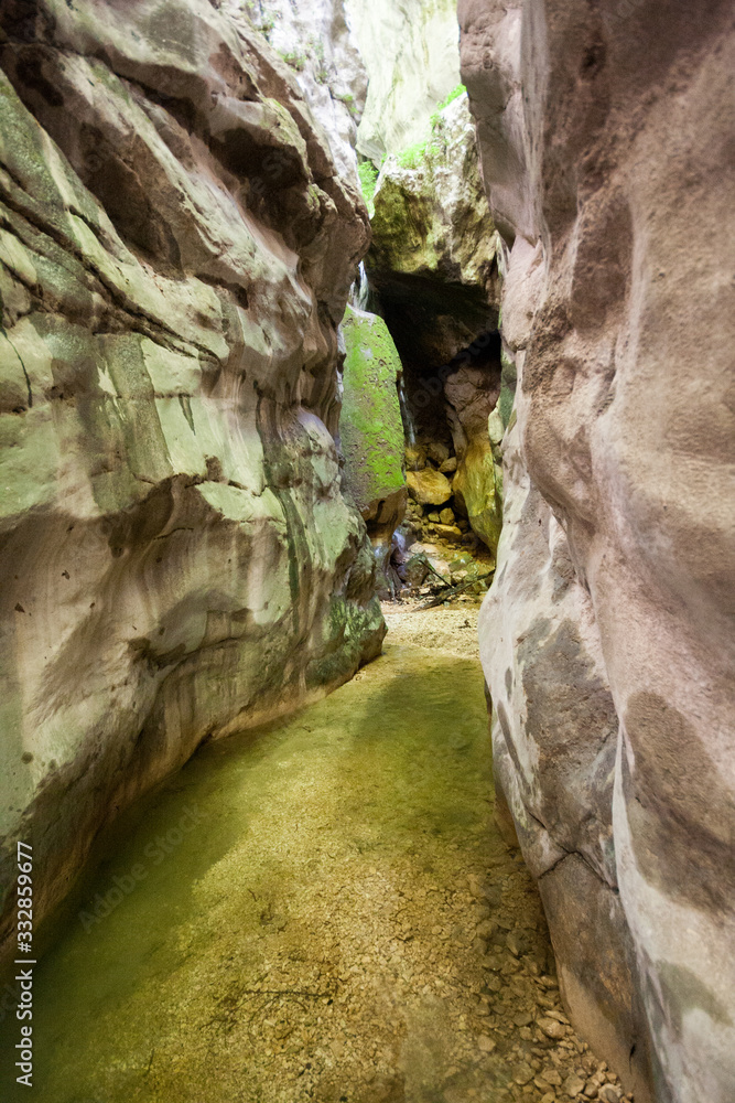 creek in a little canyon in Torano valley. Matese park, Campania, Italy
