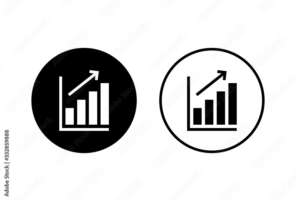Growing graph Icons set on white background. Chart icon. Graph Icon in trendy flat style isolated on white background Growing graph Icons set on white background. Chart icon. Graph Icon in trendy flat style isolated on white background