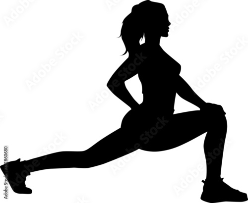 Vector silhouette of an athlete woman exercising her legs