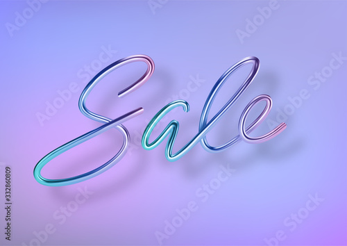 3D Realistic colorful sale. Color metallic Lettering for banner design. Template for products, advertizing, web banners, leaflets, certificates and postcards. Vector illustration