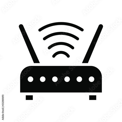 Router icon , wireless vector signal emblem isolated illustration , template logo wifi connection business , outline solid background white