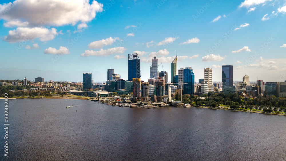 Aerial Drone Images Perth City Skyline Western Australia 