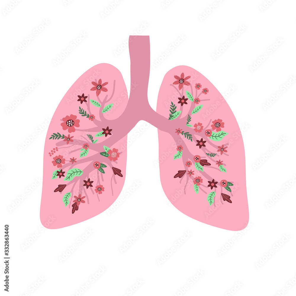 Human lungs with flowers Human lungs with flowers