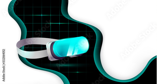 Virtual reality poster. Realistic style glasses on abstract background. Vector illustration.