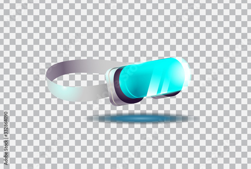 Virtual reality poster. Realistic style glasses on abstract background. Vector illustration.