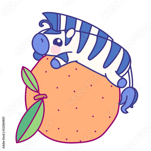 vector flat striped baby zebra. cute animal