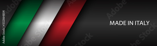 Modern header with Italian tricolor and grey free space for your text. Made in Italy. Vector overlap sheets of paper in the look of the Italian flag