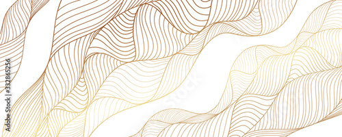 Luxury golden wallpaper. Art Deco Pattern, Vip invitation background texture for print, fabric, packaging design, invite.  Vintage vector illustration
