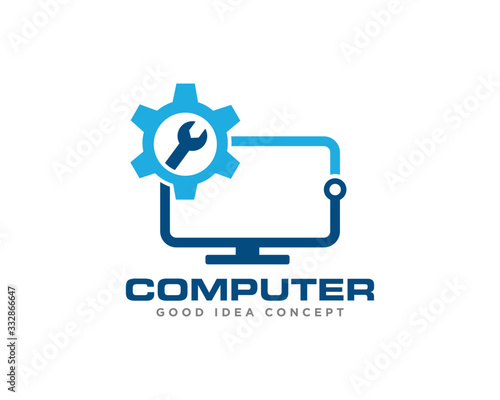 Computer Technology Logo Icon Design Vector