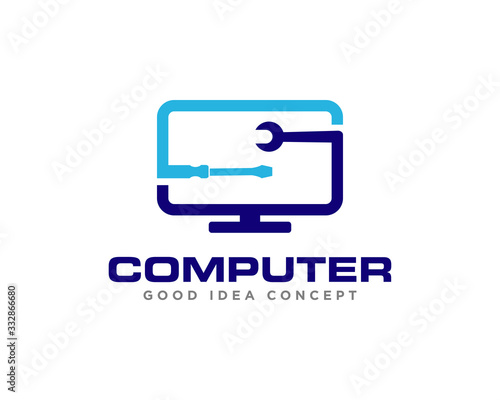 Computer Technology Logo Icon Design Vector