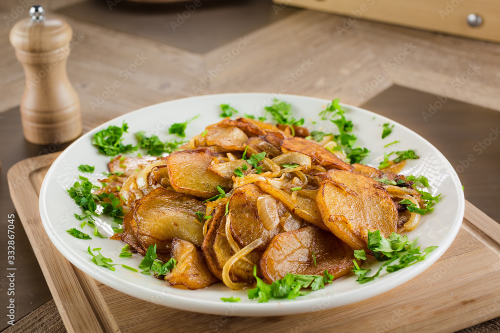 Fried potatoes in village.Fried potatoes in village Fried potatoes in village.Fried potatoes in village
