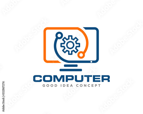 Computer Technology Logo Icon Design Vector