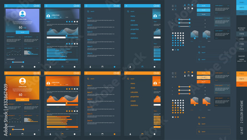 UI kit for applications or sites, layout, isolated ui elements