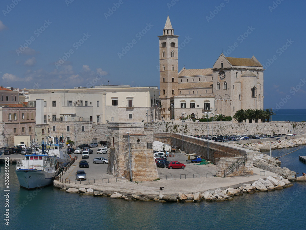 Trani – Cathedral of Saint Nicholas the Pilgrim built in a isolated position near the coast and using the white local stone