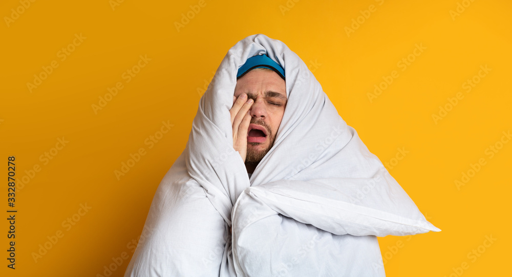 Guy in blanket doesnt want wake up Guy in blanket doesnt want wake up