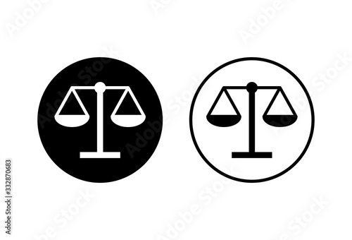 Scales icons set on white background. Law scale icon. Scales vector icon. Justice