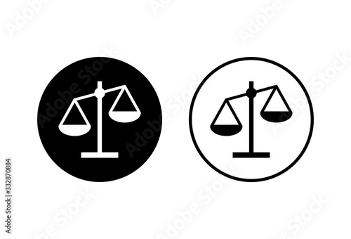 Scales icons set on white background. Law scale icon. Scales vector icon. Justice