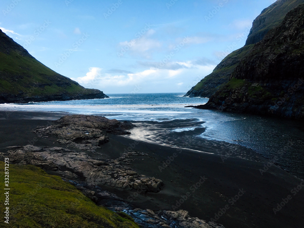 Faroe Islands Beach with black Sand and Stones - Landscape Photography