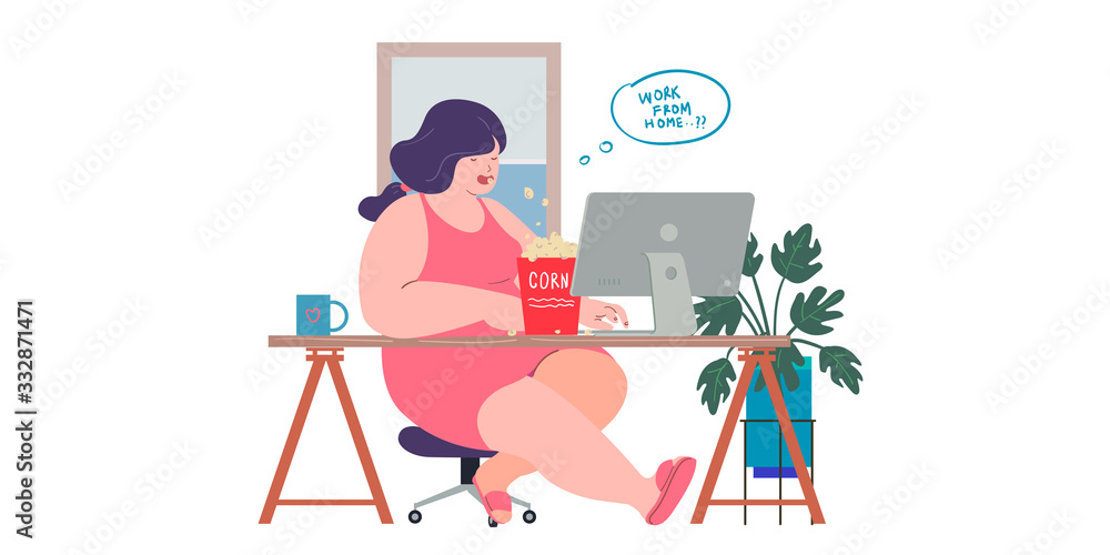 a freelancer women working at home preventing from corona virus, covid-19 pandemic