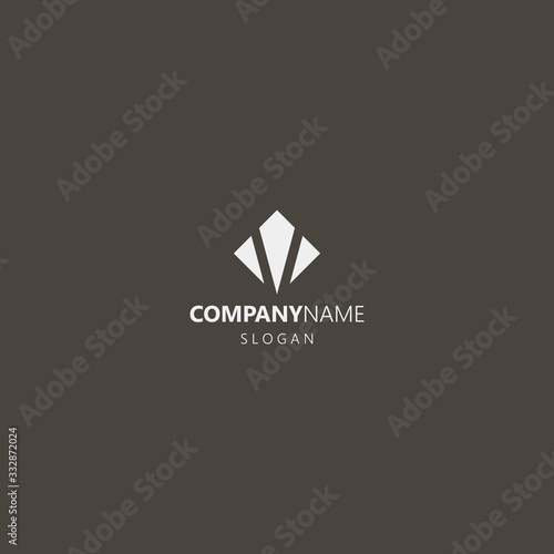 white logo on a black background. simple vector geometric rhombus iconic logo of ramp fish or kite
