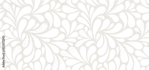 Vector seamless beige pattern with white drops. Monochrome abstract floral background. photo