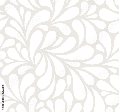 Vector seamless beige pattern with white drops. Monochrome abstract floral background.