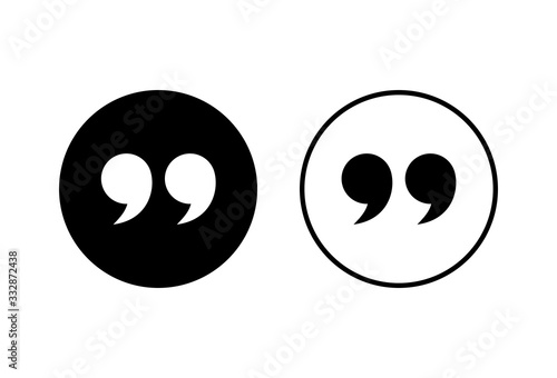 Quote icons set on white background. Quote sign icon. Quotation mark symbol.