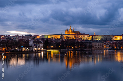 Prague Castle after sunset. Central Europe, Czech republic