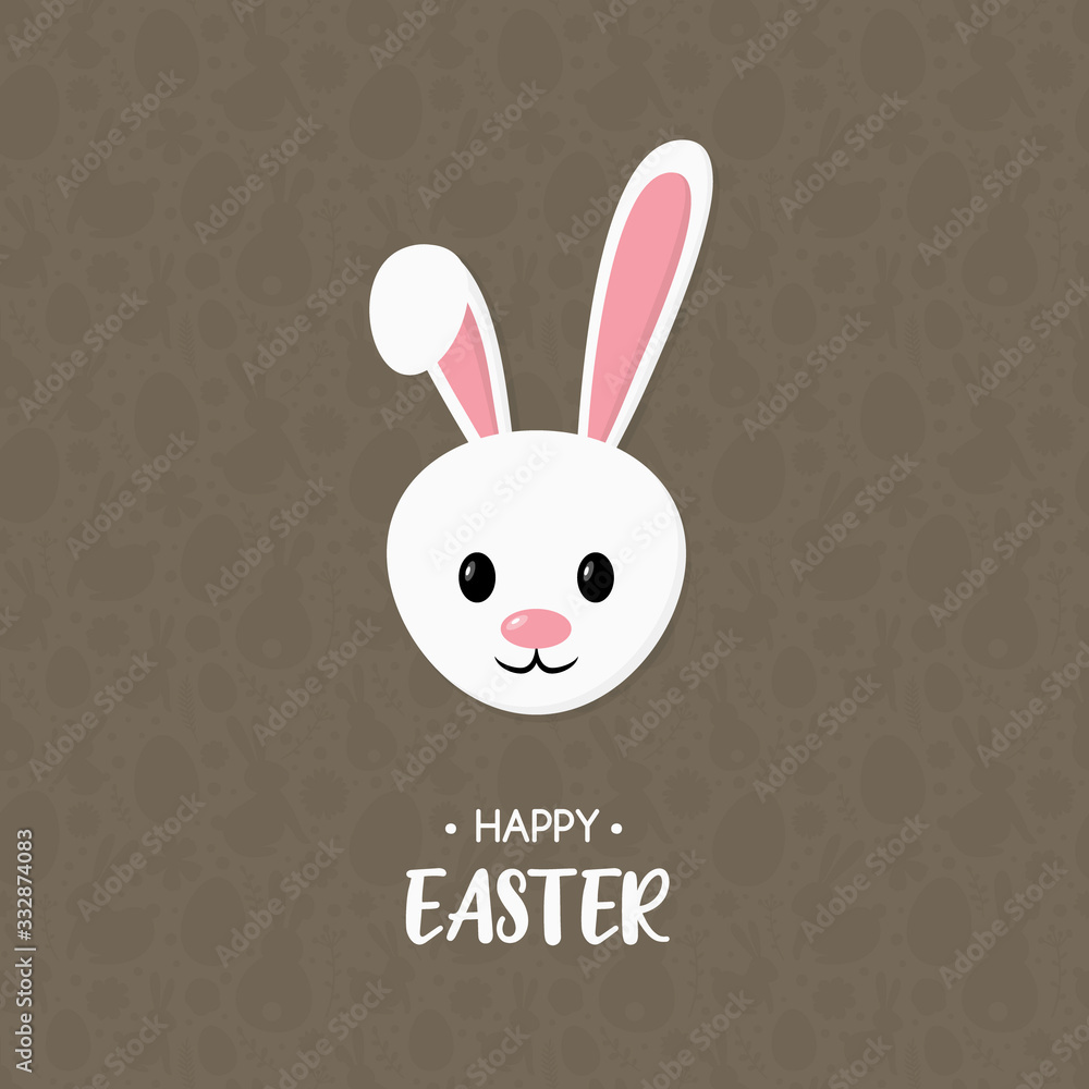 Easter greeting card with happy bunny and wishes. Vector Easter greeting card with happy bunny and wishes. Vector