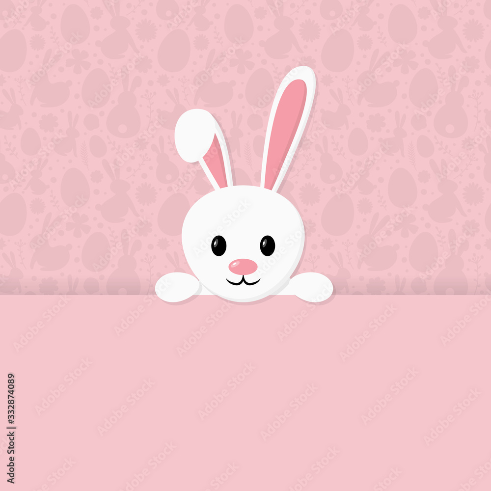 Easter background with cute bunny. Layout of poster with empty frame. Vector Easter background with cute bunny. Layout of poster with empty frame. Vector