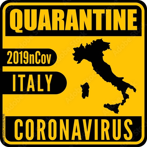 Coronavirus quarantine poster. Covid-19 quarantine in Italy. Vector illustration.