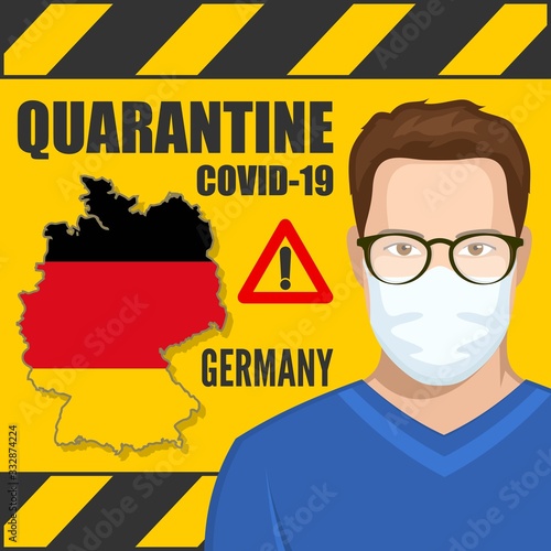 Coronavirus quarantine poster. Covid-19 quarantine in Germany. Vector illustration.