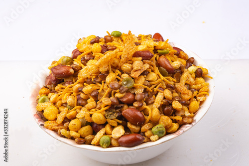 traditional indian navratan mixture namkeen in bowl