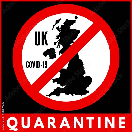 Coronavirus quarantine poster. Covid-19 quarantine in United Kingdom. Vector illustration.