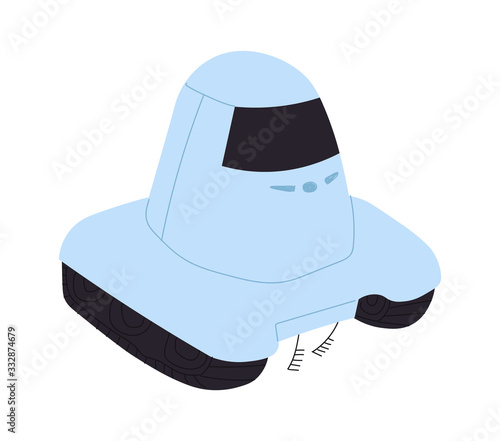 Robot at airport for clearance of bombs, vector illustration. Security in international, domestic airport. Scan and x-ray at airport to prevent a terrorist attack, incident. Flat style.