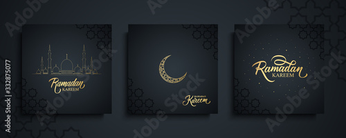 Photo Ramadan Kareem celebrate cards set
