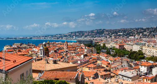 Nice and view from above in La Colline du Chateau in Nice, France.