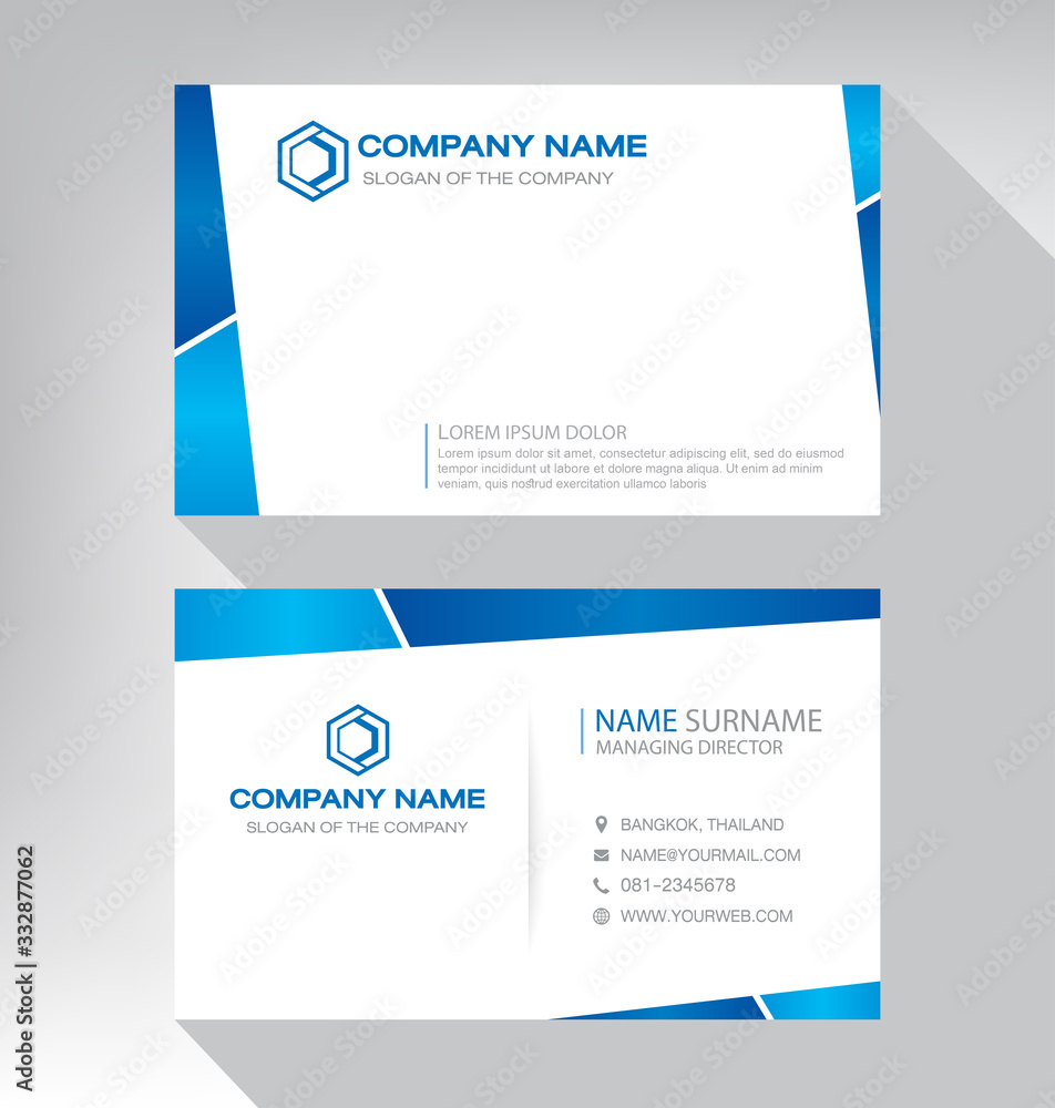Modern. vector business card template. design blue and white color