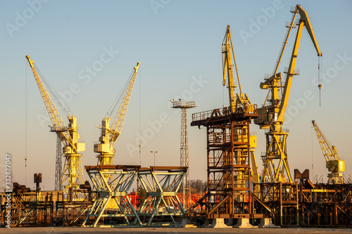 cranes in the repair shipyard