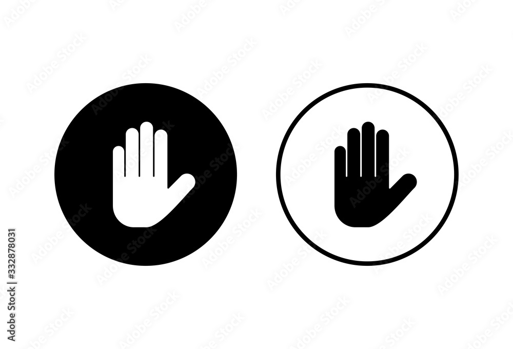 Stop icons set on white background. Hand symbol. Hand icon vector Stop icons set on white background. Hand symbol. Hand icon vector