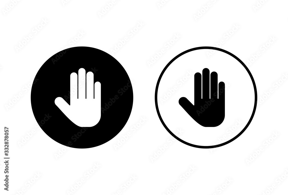 Stop icons set on white background. Hand symbol. Hand icon vector Stop icons set on white background. Hand symbol. Hand icon vector